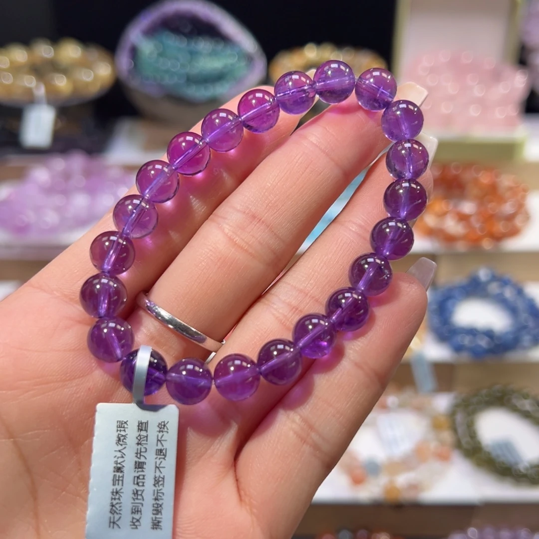 未镶嵌手串水晶高货浓郁紫水晶8.8mm