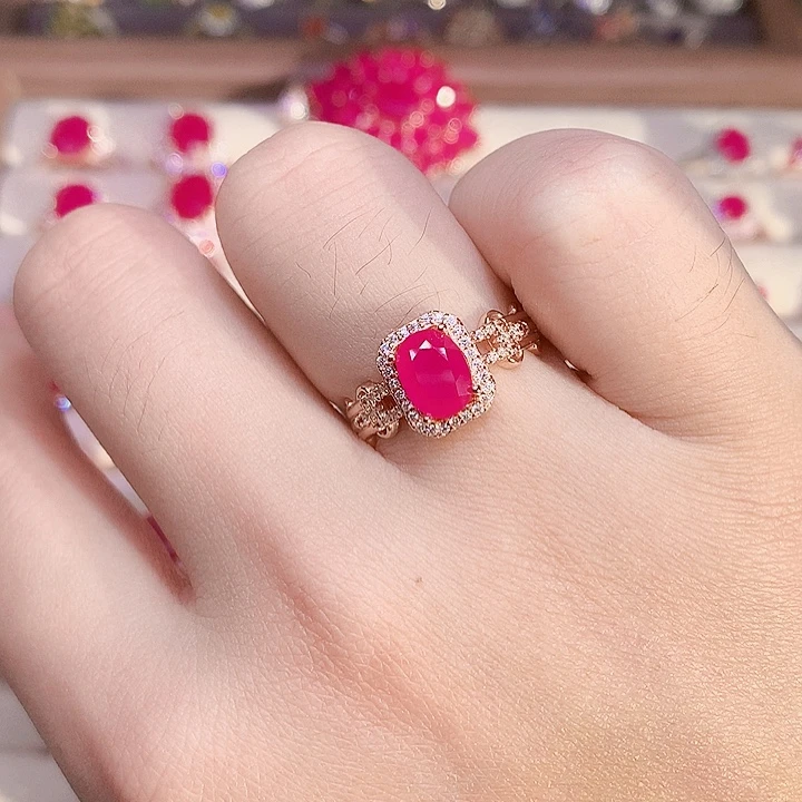 银S925镶嵌戒指红宝石