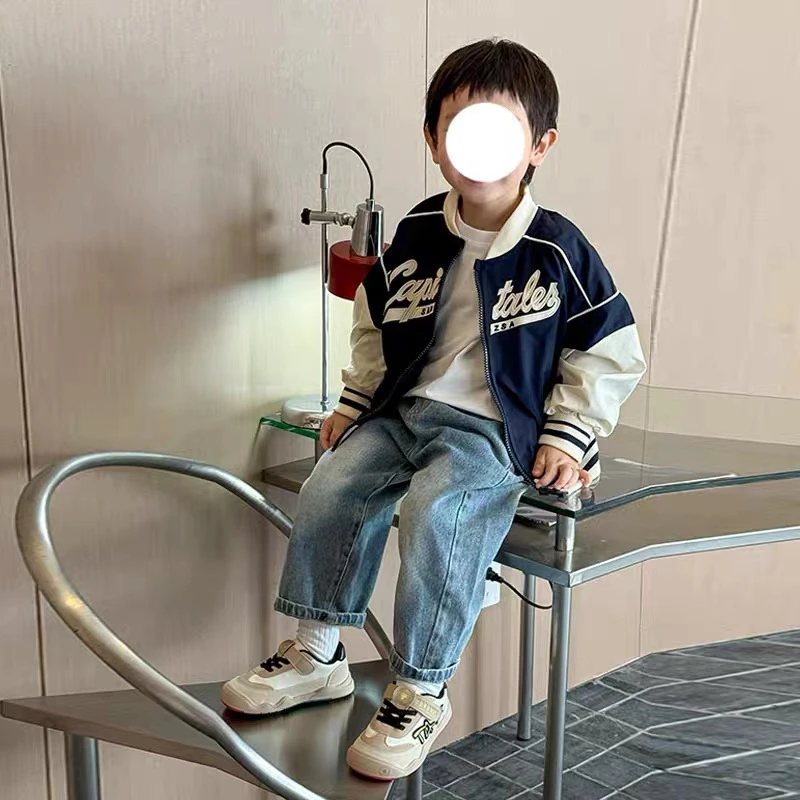 2360秋冬男女童休闲潮流炸街流行时尚加棉棒球服