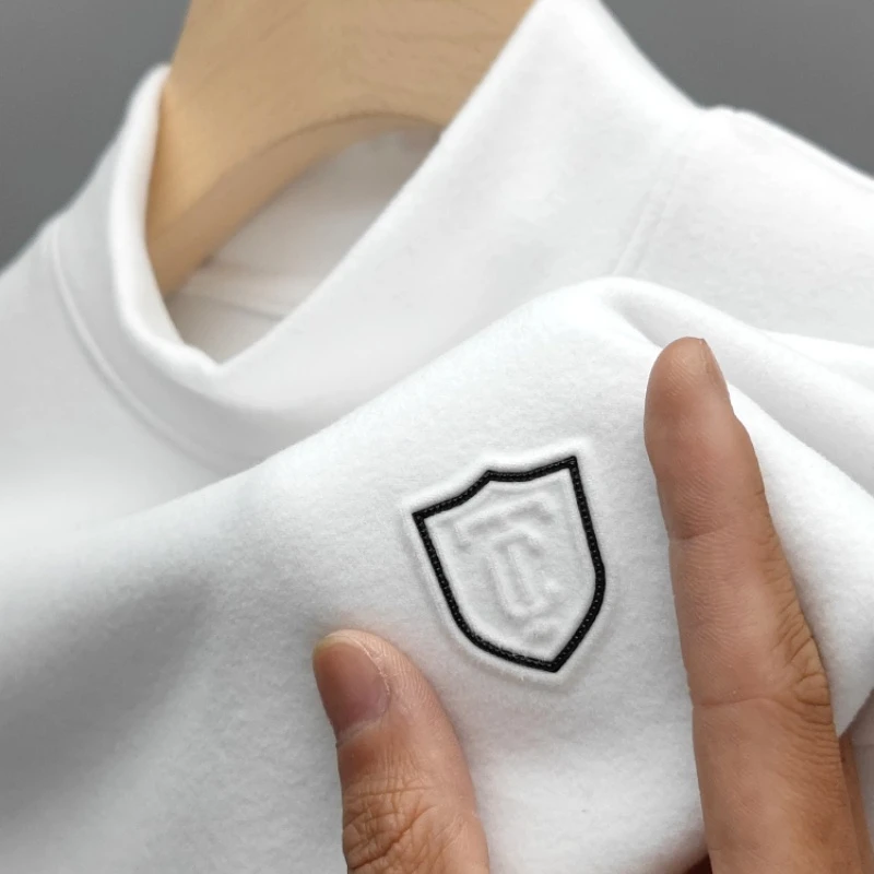 CATIA SELI德绒半高领打底衫男士秋冬磨毛保暖上衣内搭中领双面绒