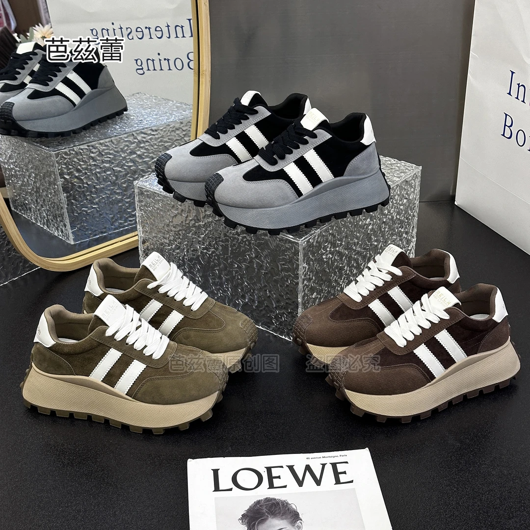 美拉德阿甘鞋女春季2025新款厚底增高时尚百搭潮流复古休闲老爹鞋