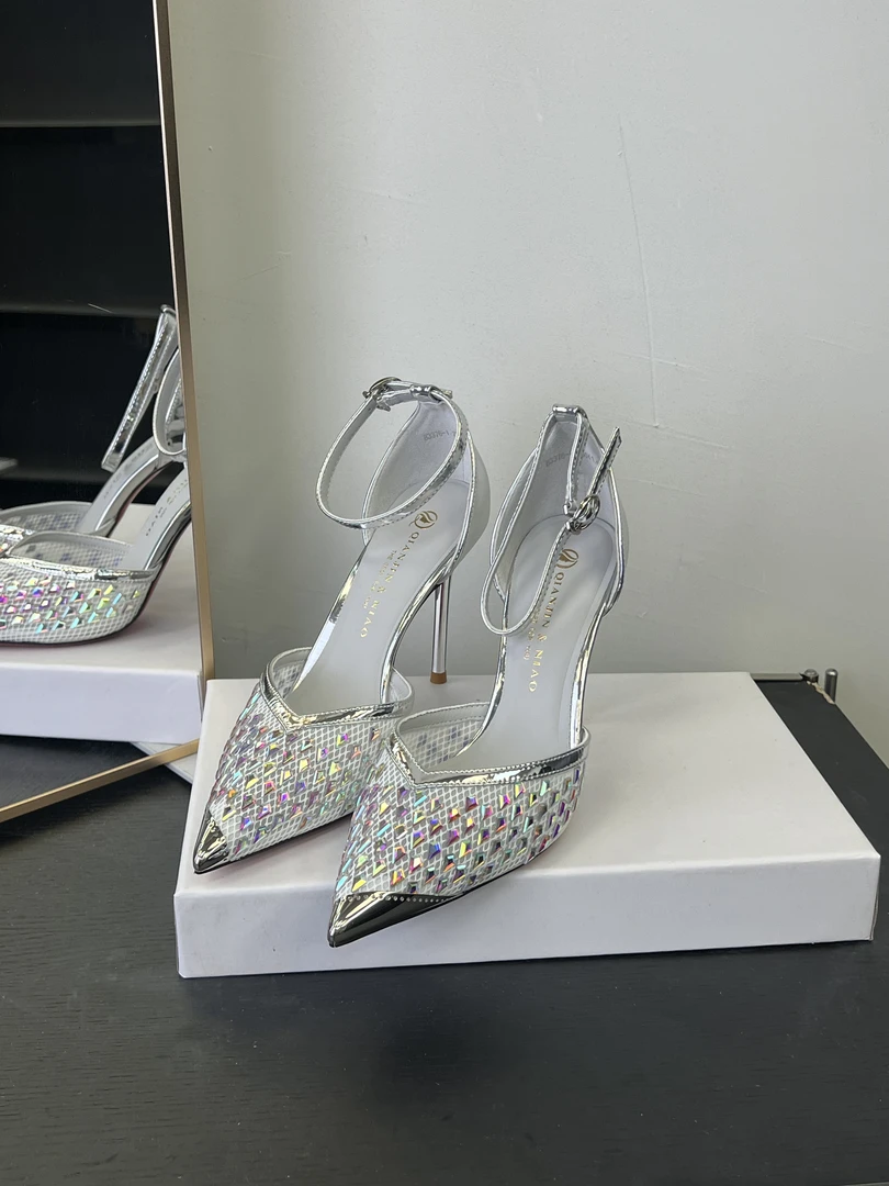 （6厘米）3376-1银色细跟高跟鞋时尚舒适