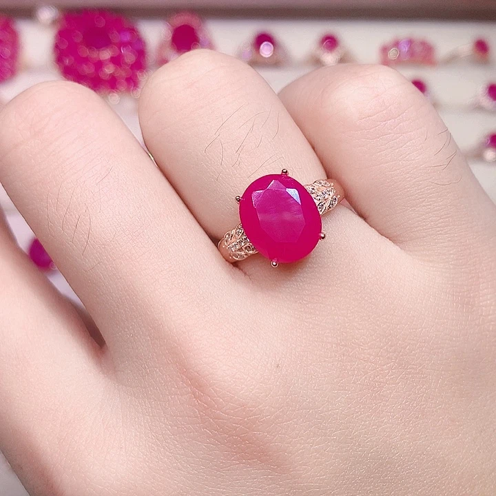 戒指银S925镶嵌红宝石