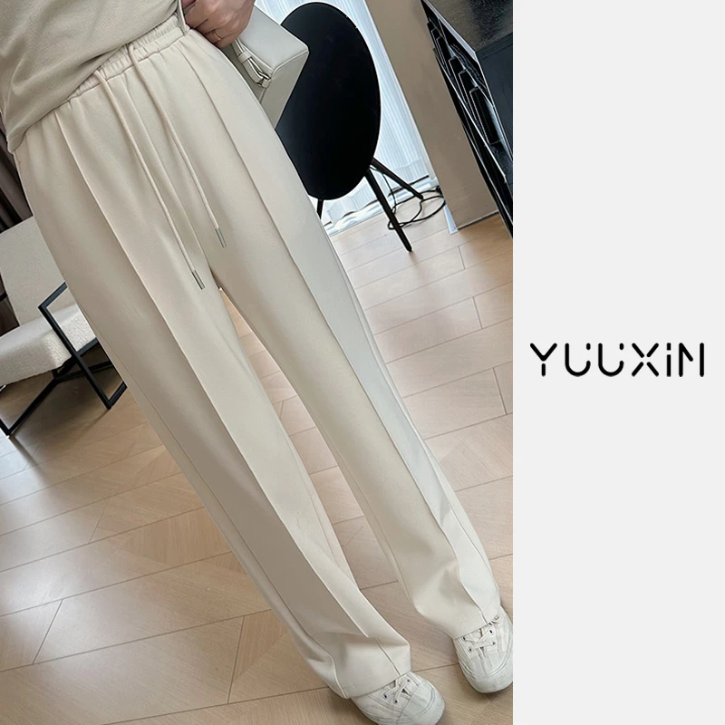 YUUXIN/辛辛家【省心裤~】秋季宽松高腰百搭休闲中线直筒阔腿裤X