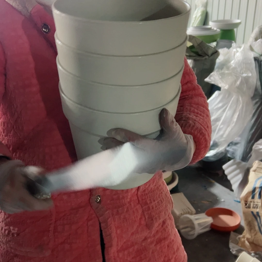 树脂瑕疵仿陶盆HT13#米白色4个无托