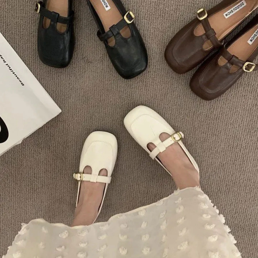 莫奈希高级感玛丽珍单鞋女2025新款平跟超软百搭法式浅口低帮鞋子