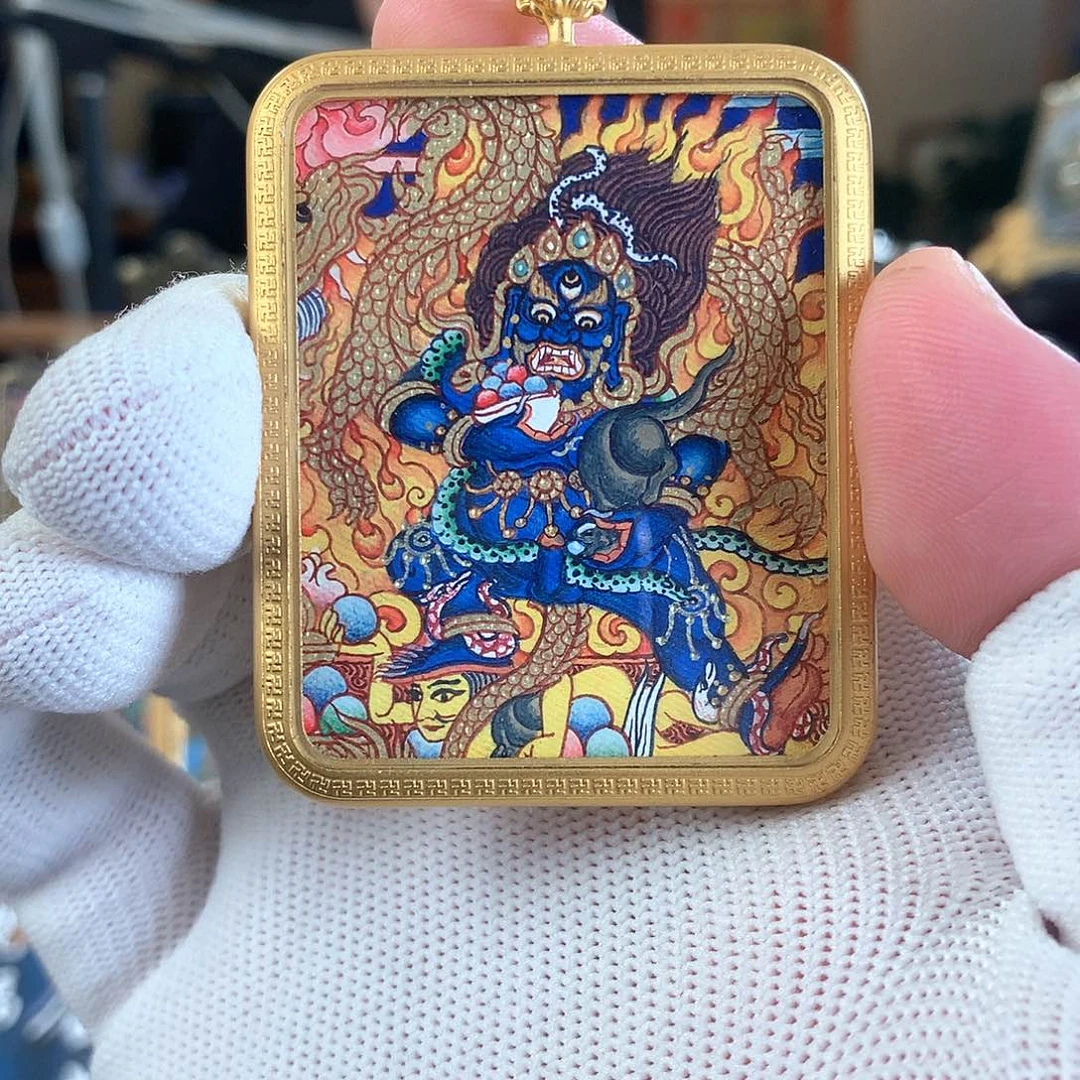 吊坠黑财神热贡纯手绘唐卡