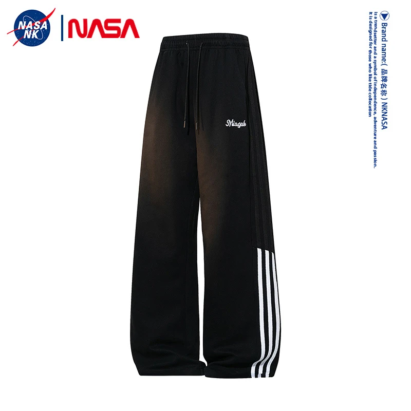 NASA联名运动卫裤男款秋冬季侧边条纹宽松直筒阔腿休闲舒适运动裤