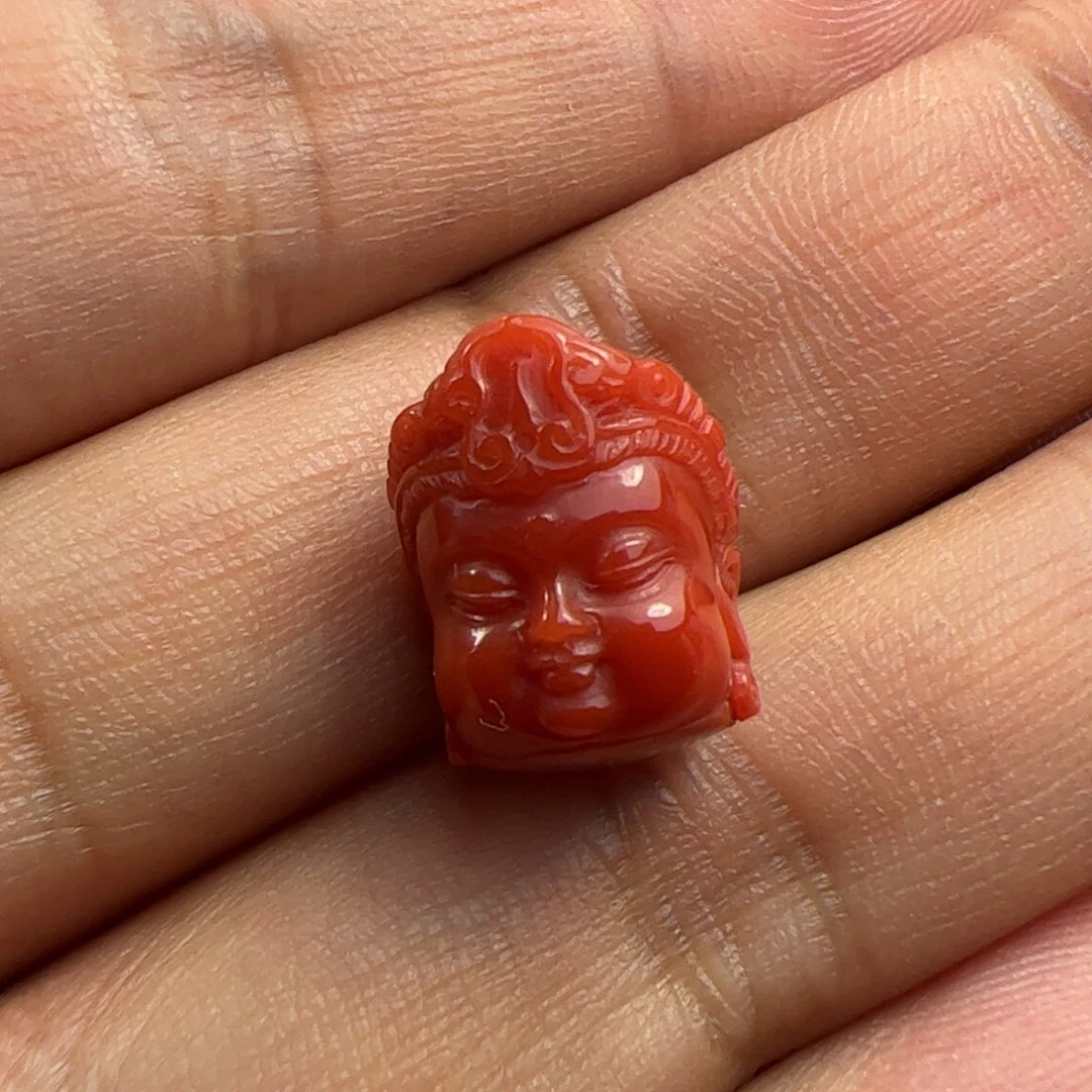 南红玛瑙佛头珠子未镶嵌