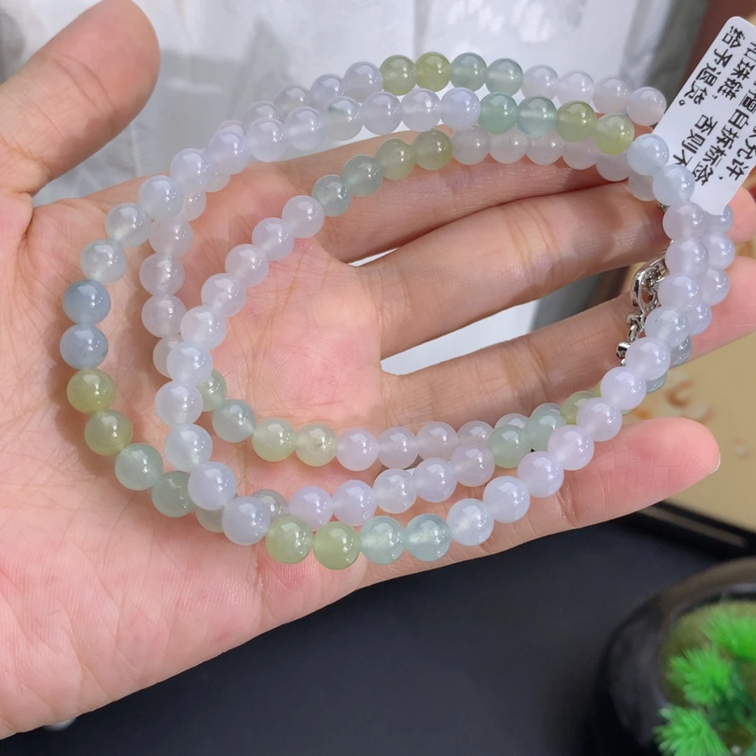 翡翠未镶嵌手串卡5.9冰胶马卡龙项链