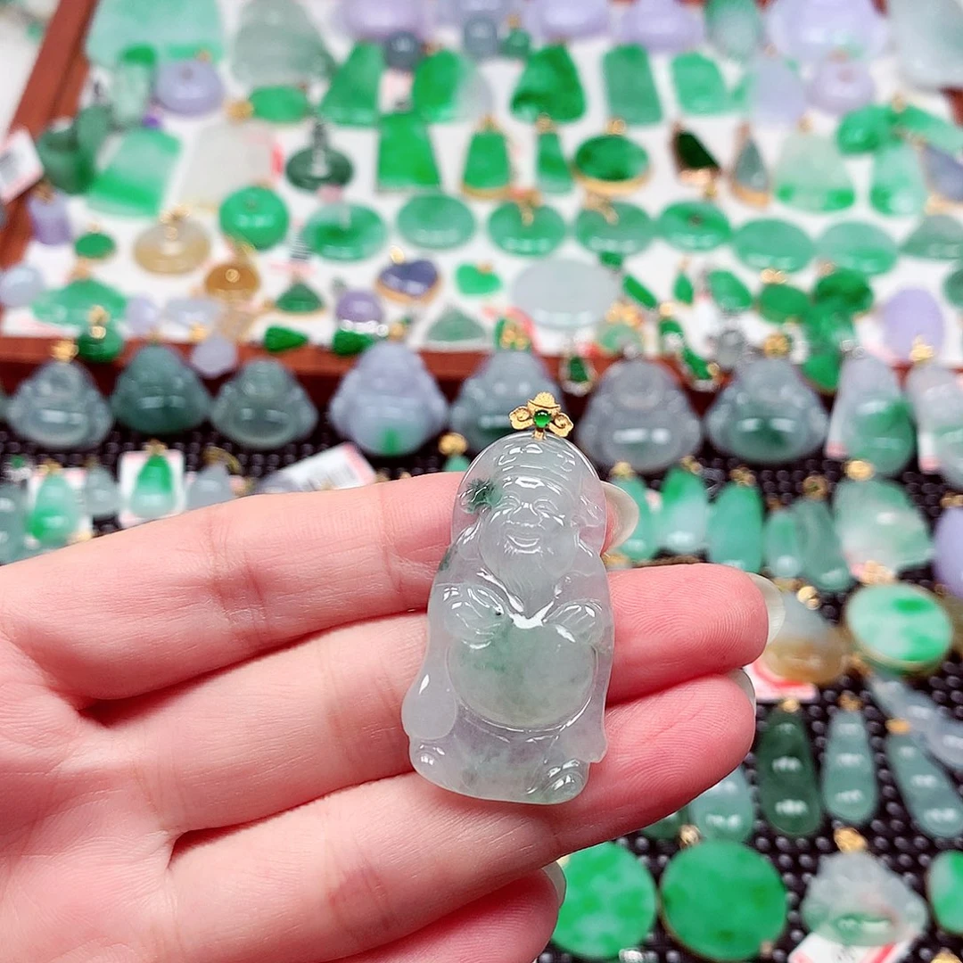 吊坠(不含链)18K金镶嵌翡翠