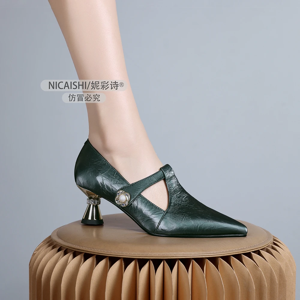 2025年新款法式小众设计高级感气质名媛鞋百搭时尚尖头女单鞋1076