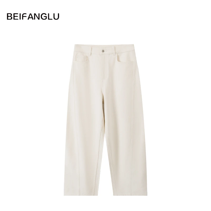 北方鹿【元旦年货节】马年"luck‘刺绣宽松显瘦百搭廓形牛仔裤265049