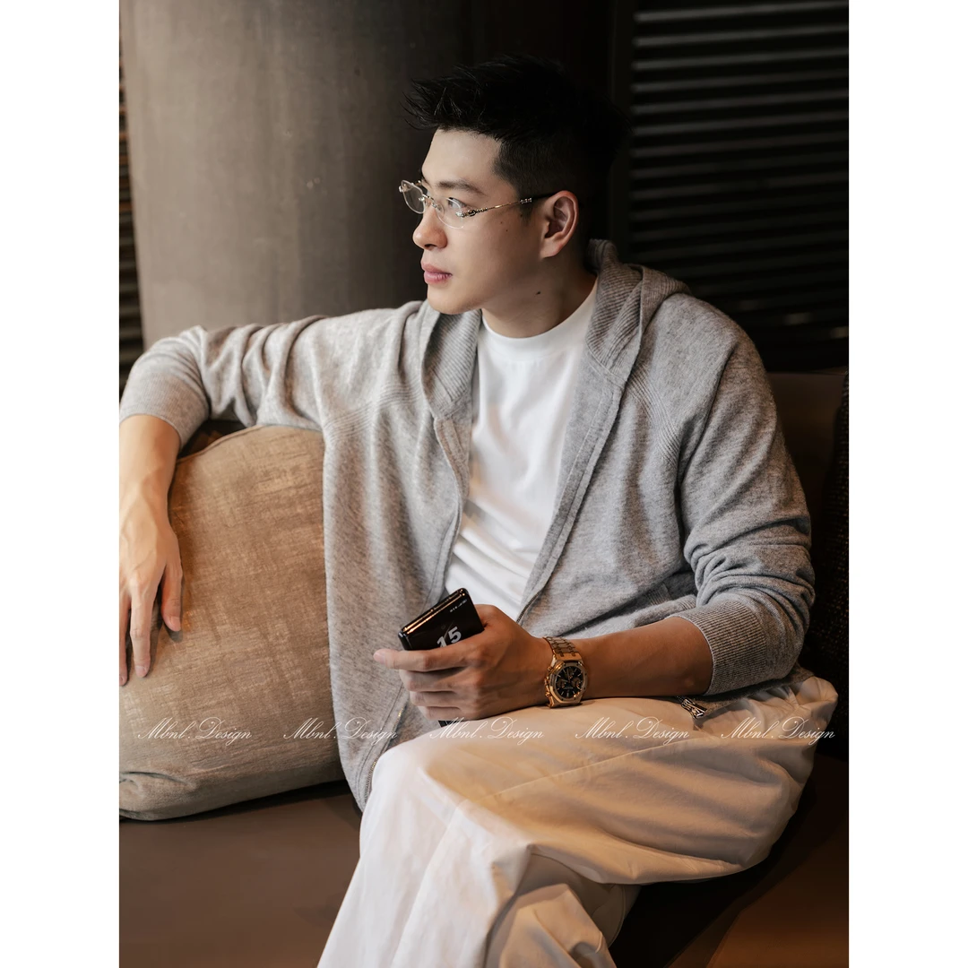 MBNL-F「Elevated」秦磊男装18针粗纺纱线羊毛混纺开衫LL-WSY1155