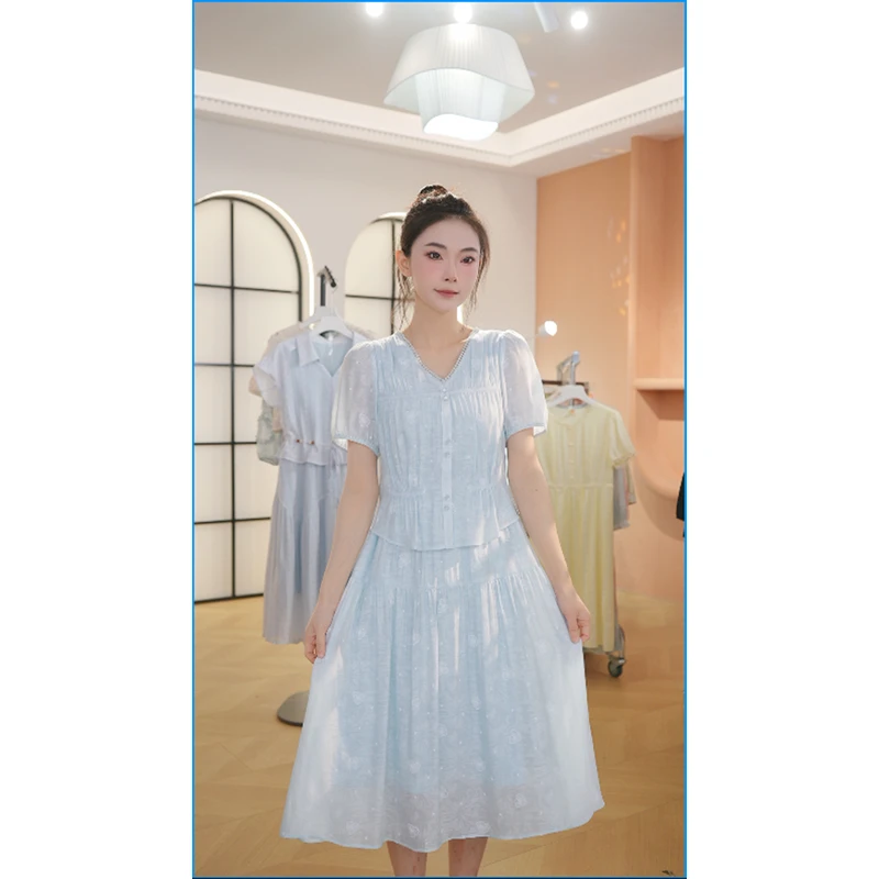 【赠送运费险】M1162 夏季新款高档洋气新中式收腰显瘦连衣裙女时尚