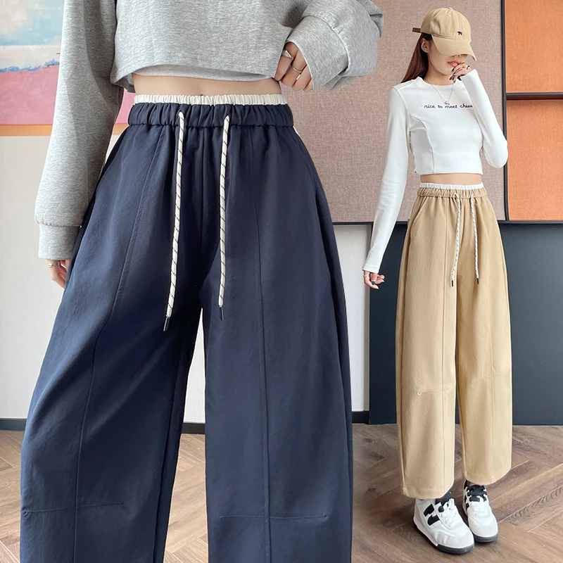 【腿粗必入】秋季新品小个子定制休闲弯刀裤八九分抽绳显瘦气球裤