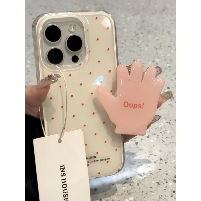 简约可爱粉色手套支架适用ihone16promax苹果15pro手机壳14新款13