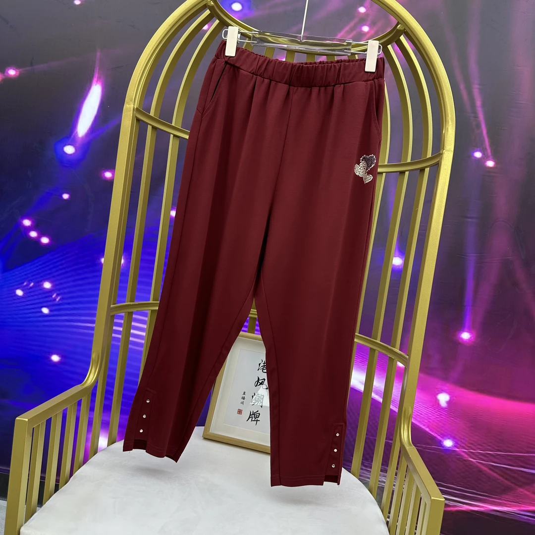 大码女装夏季显瘦薄款松紧高腰时尚九分裤休闲裤633