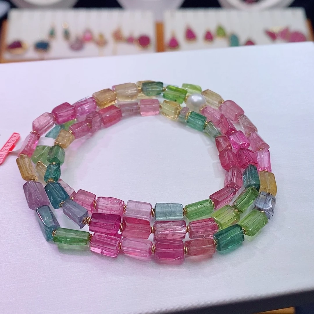 碧玺手链18K金镶嵌碧玺手链