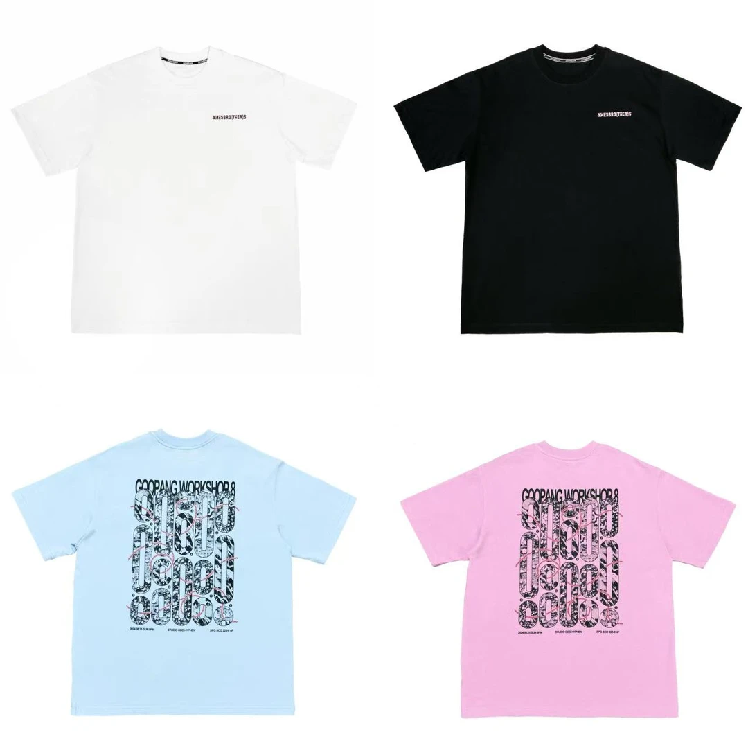 [N]黑白粉蓝四色休闲设计款短袖后背满印字母宽松体恤（春日满满）