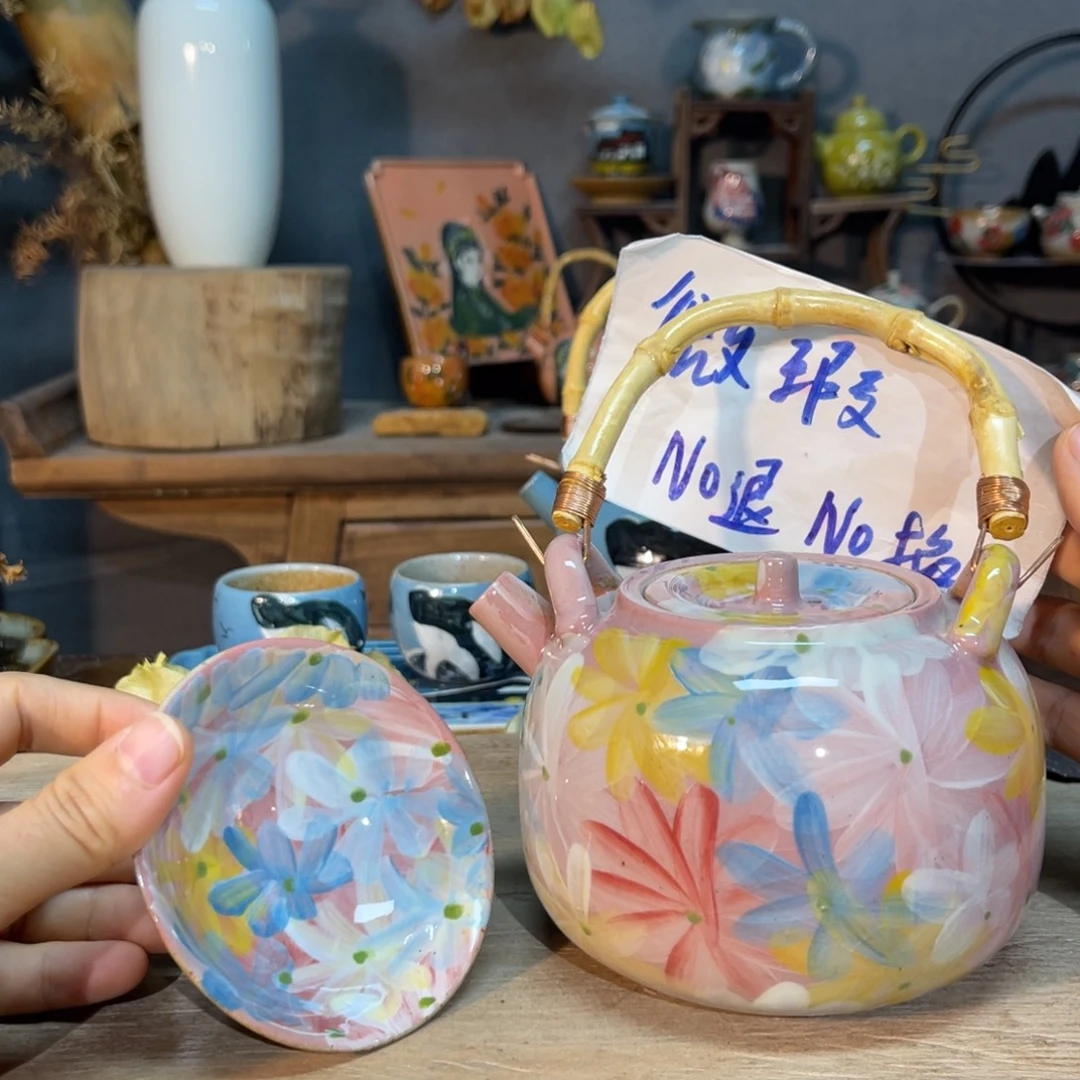 壶素浅陶瓷手工手绘