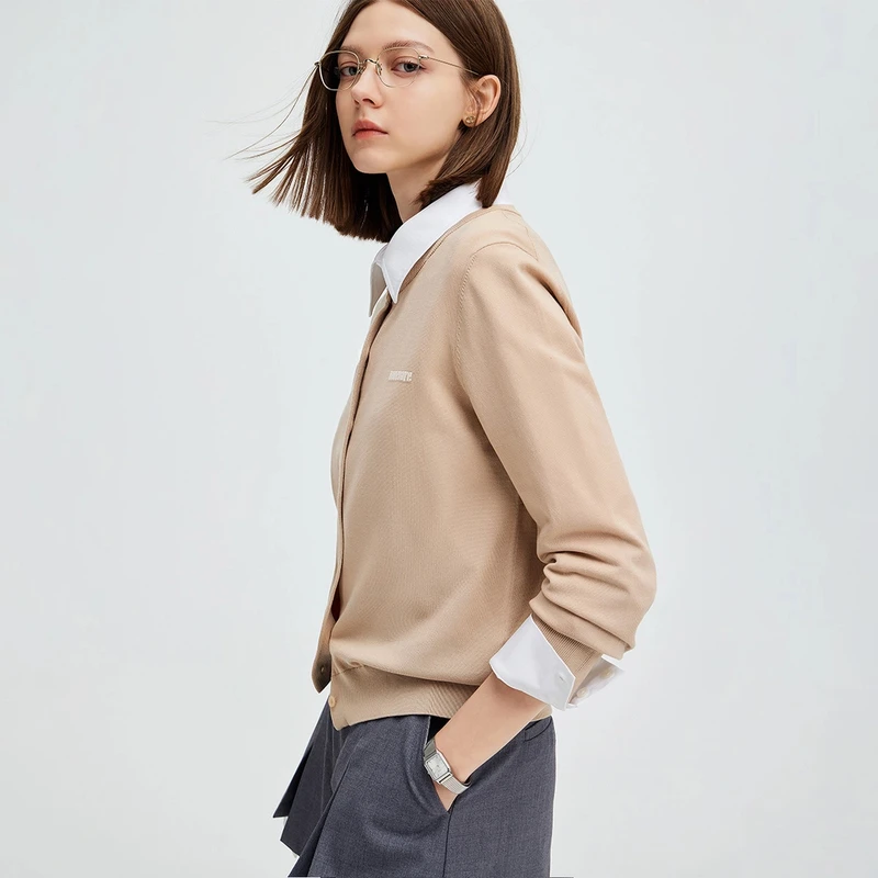 navigare意大利小帆船春季简约通勤长袖针织开衫女休闲圆领上衣