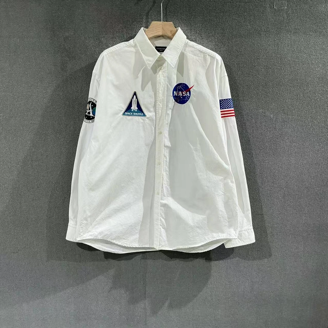 99新 Balenciaga/巴黎世家 NASA刺绣logo长袖衬衫 38码/712587