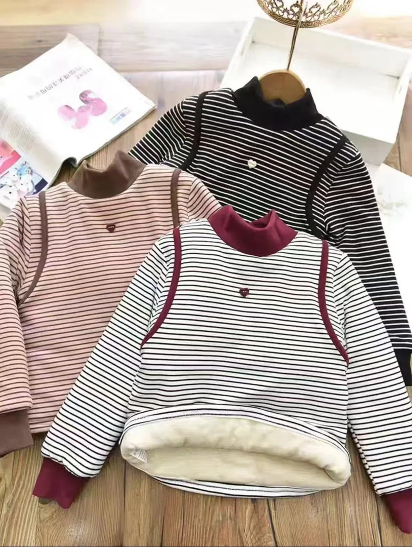 【软绵绵校服神器】条纹半高领夹棉加厚小棉袄儿童保暖内胆打底