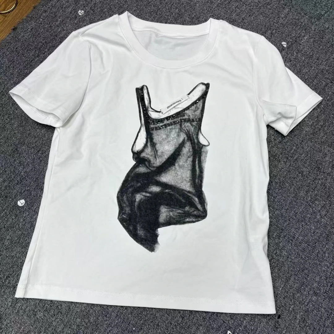 深圳南油高货huan比基尼潮流经典印花见外包装百搭黑白圆领T恤