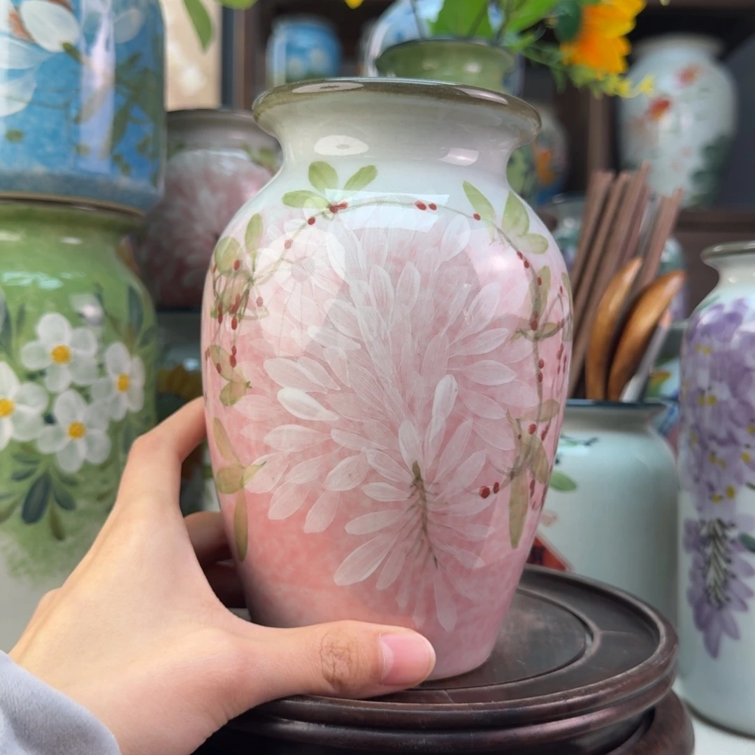 景德镇陶瓷手绘花瓶无孔