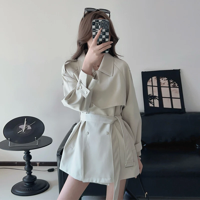 风衣外套女小众设计感2025春秋新款宽松显瘦百搭短款系带气质大衣