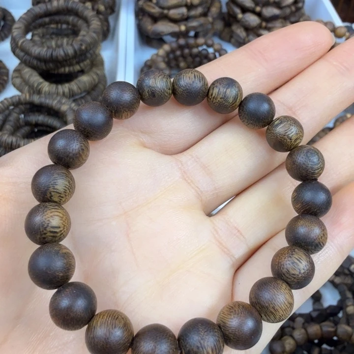 沉香手串沉香绿奇楠圆珠卡九单圈九九分节油