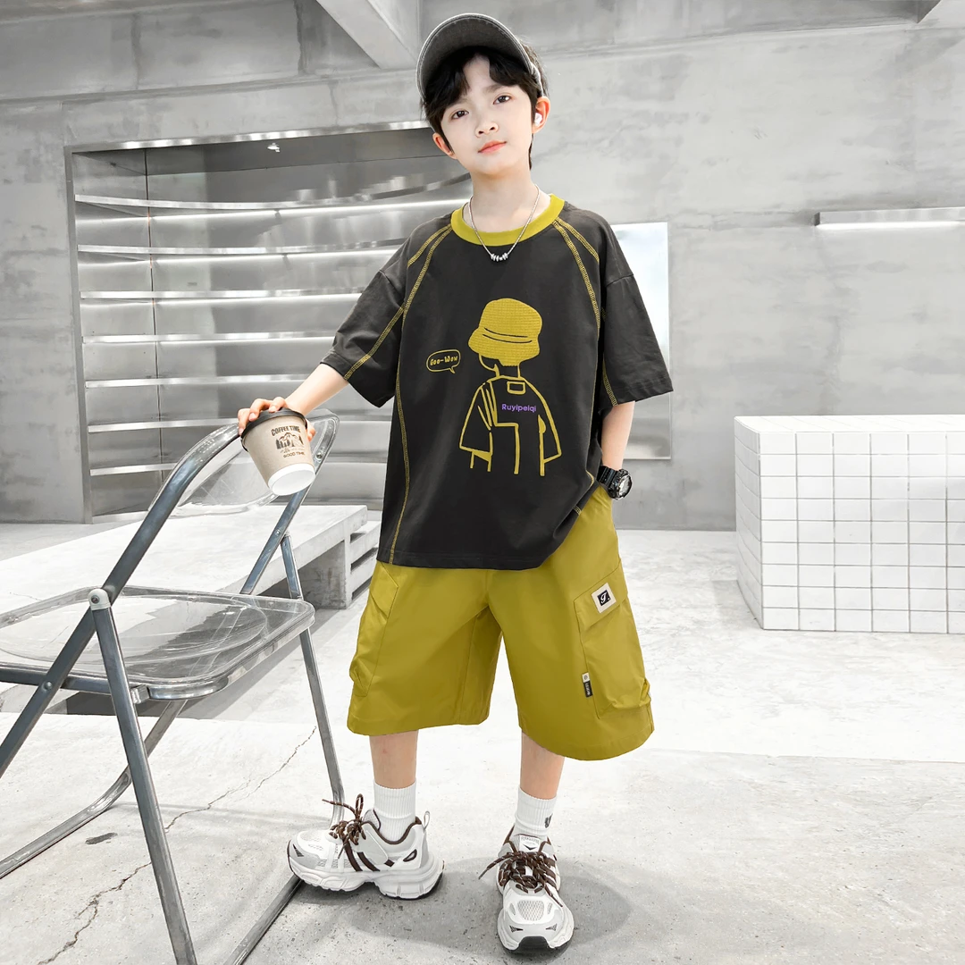 男童夏季套装2025新款夏装运动短袖中大童两件套潮【滔滔】B5330