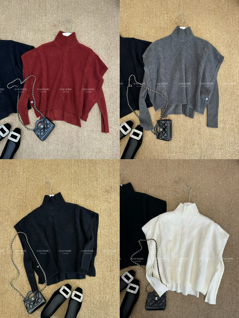 【欧尼家】冬季~韩系设计感毛衣2件套 衣长54