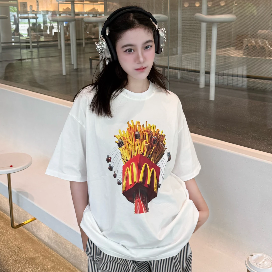 爱嘤斯坦｜麦当劳联名炸薯条印花纯棉宽松圆领T恤