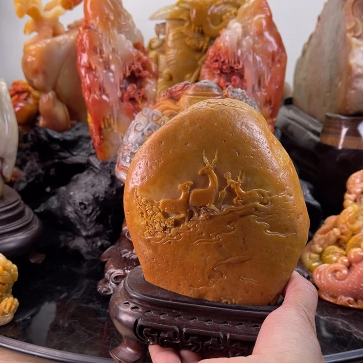 田黄石碌碌高升摆件