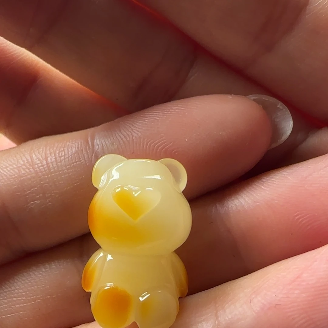 蜜蜡未镶嵌颈饰蜜蜡俏色小熊吊坠（打孔不退换）