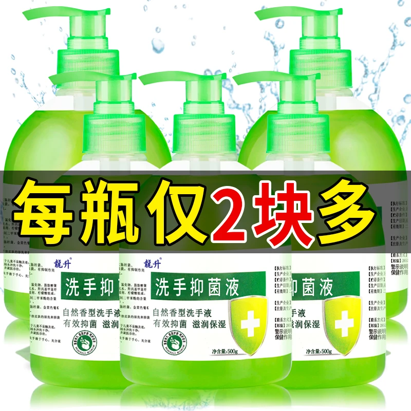 龍升抑菌洗手液500g/瓶清洁滋润清香型温和儿童通用家庭装按压式