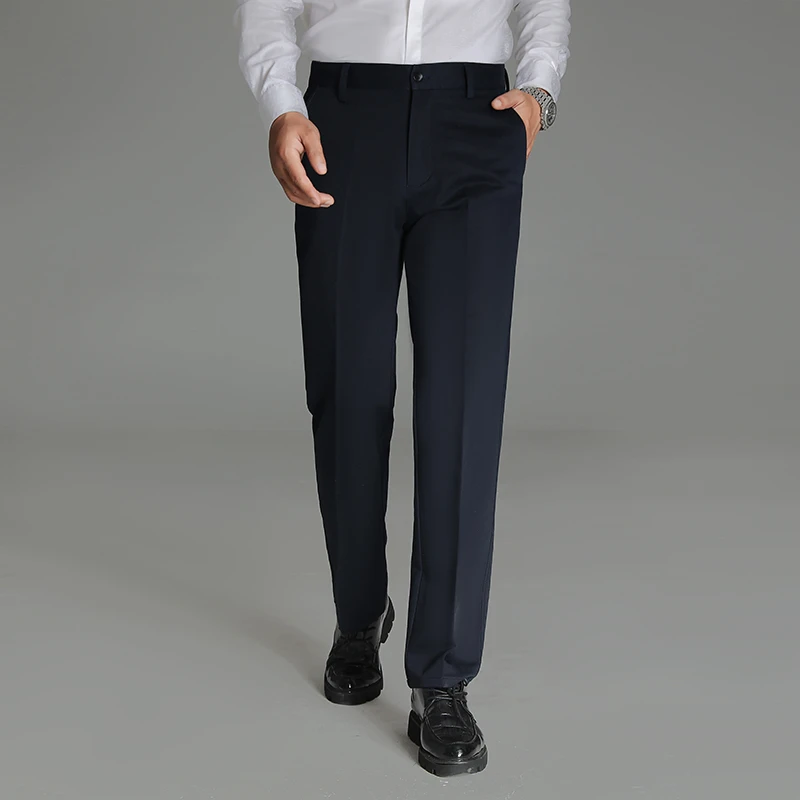 夏季薄款男士休闲男裤高腰深档宽裤脚长裤商务休闲裤直筒裤子