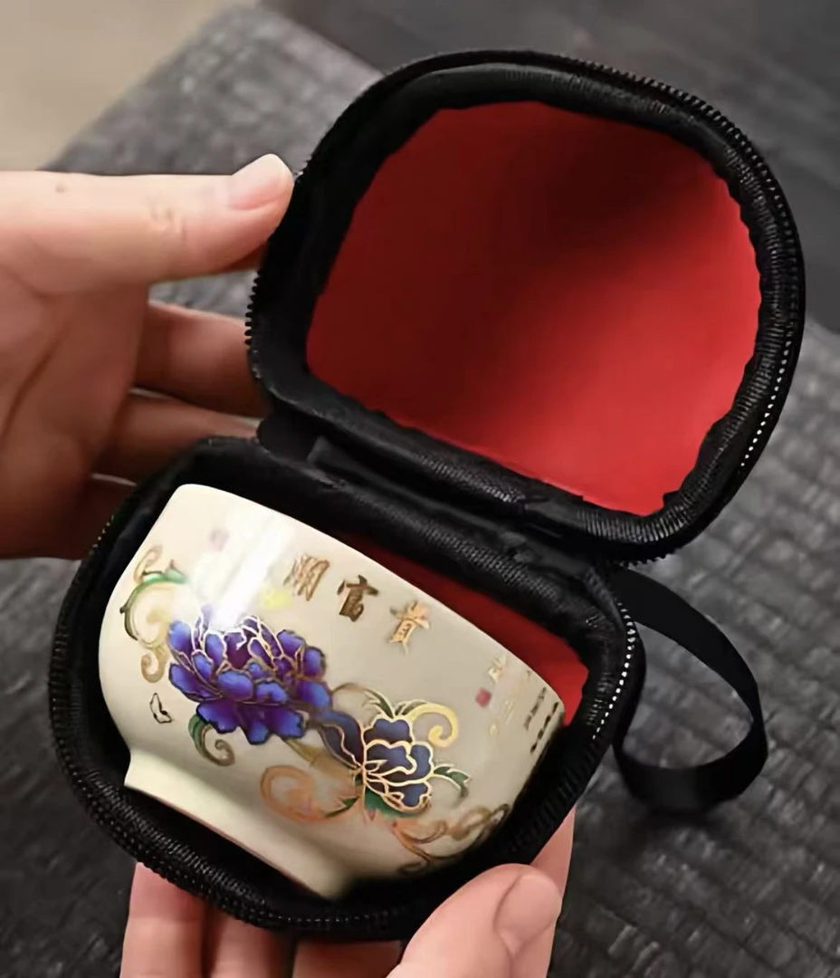 ZHTJ482花开富贵变色主人杯搭配孔雀主人杯复古中式家用泡茶杯