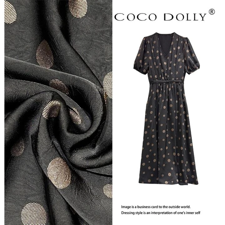 COCO DOLLY法式时尚女神休闲百搭轻奢精致高端收腰显瘦连衣裙2937