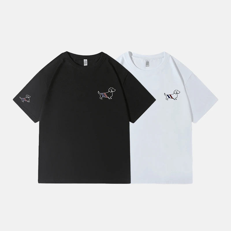 【奈斯专属】新款小狗T恤圆领宽松型上衣短袖纯棉t恤CX-2