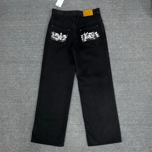 99新 LouisVuitton/路易威登 水洗背后口袋涂鸦牛仔裤/30码/M0560