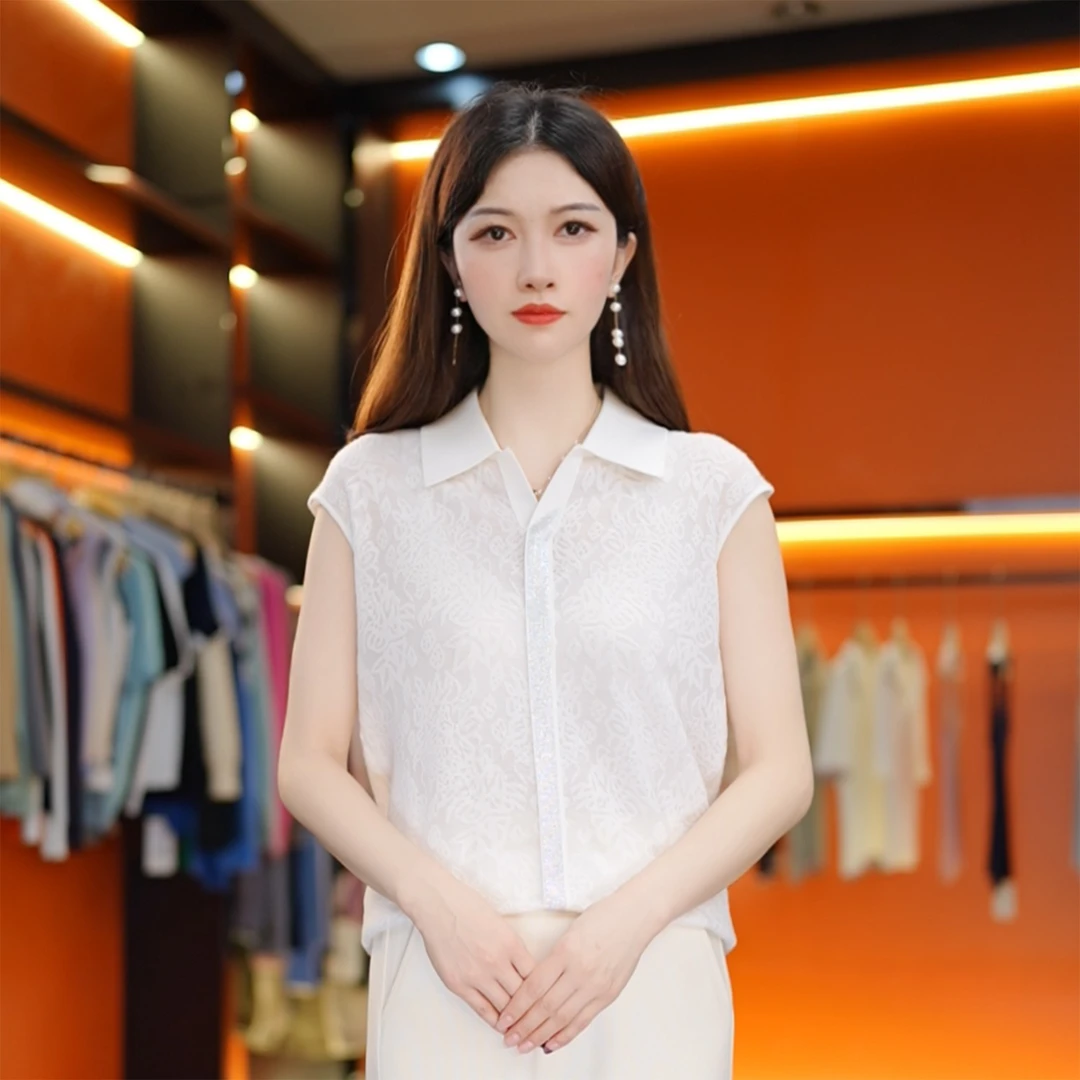 2025早秋季-奢华桑蚕丝-无袖针织提花气质上衣-2212