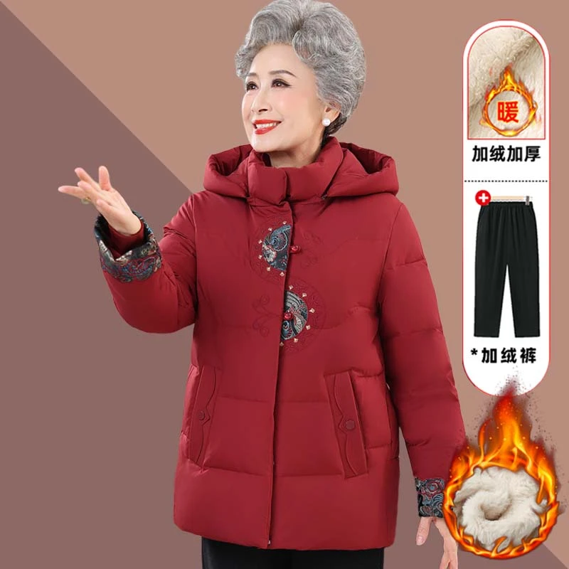 奶奶棉袄外套中老年人冬装女加绒棉服老太太老人加厚保暖妈妈棉衣
