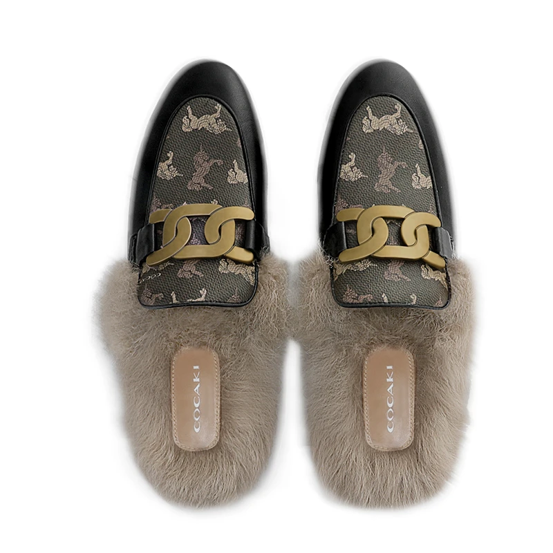 样板不退换【娇娇专享】CowecYcaki新款鞋子梦幻棕毛毛拖鞋 2025