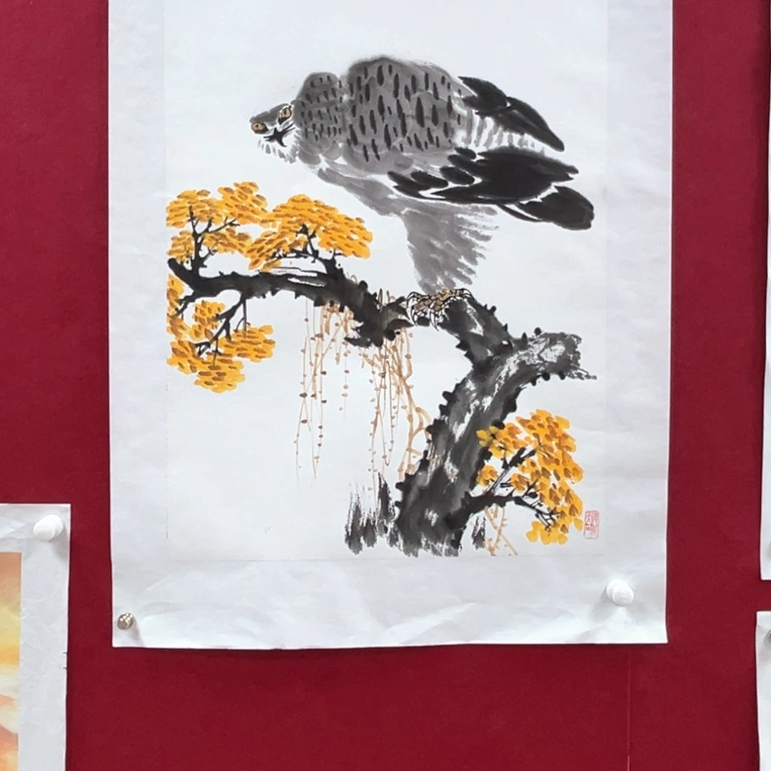 国画盛伟海老师四尺三开花鸟奇奇