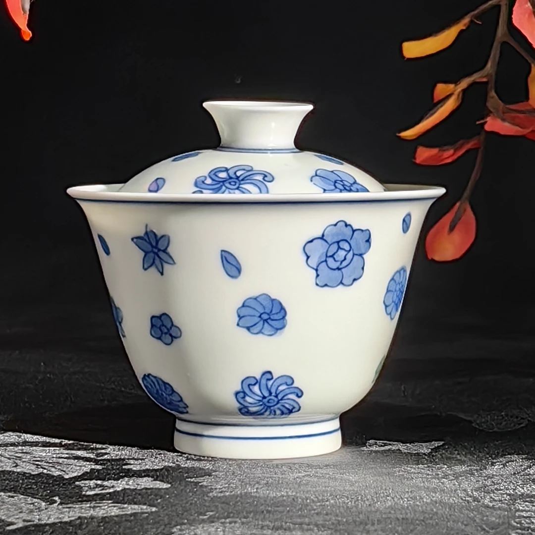 觅纤柴窑 皮球花盖碗-90毫升  MQ331