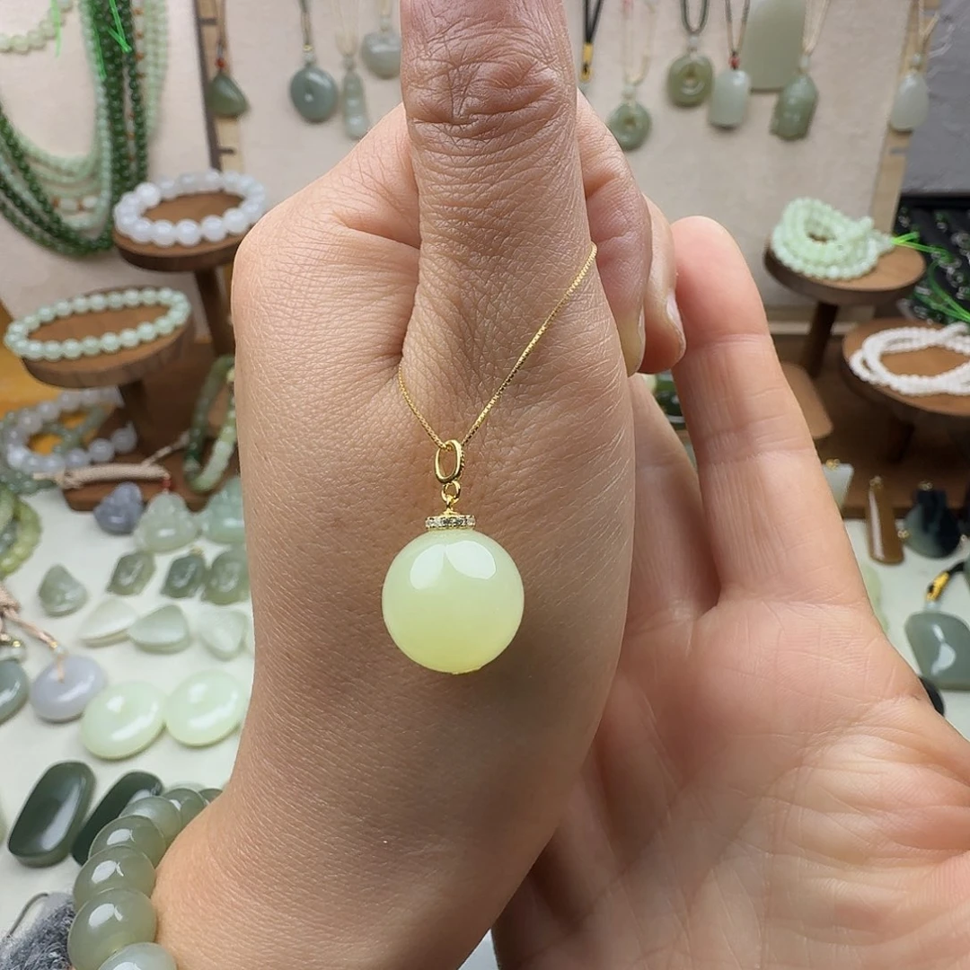 和田玉银S925镀金镶嵌颈饰