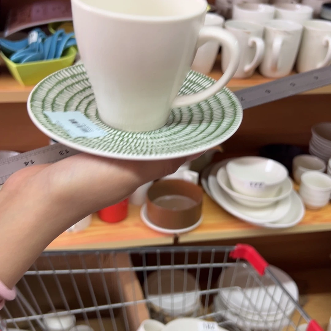 新骨瓷183微瑕雨花绿 大号咖啡杯碟套装 碟子全标